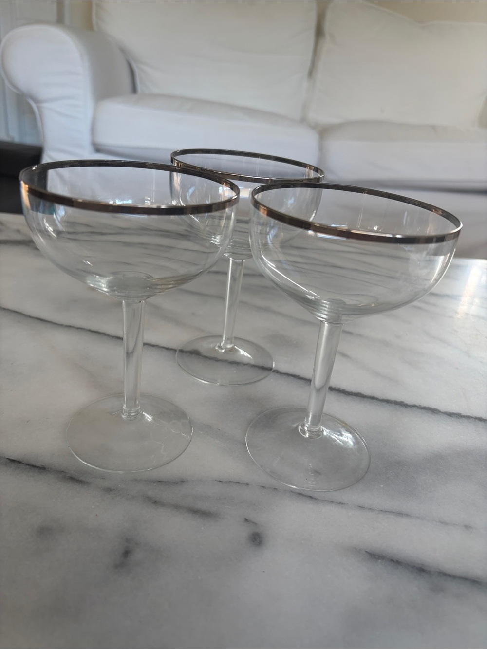 MCM Mad Men Platinum Rimmed Coupe Glasses - Set of 3